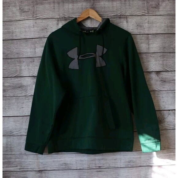 Under Armour Medium Green Gray Pullover Hoodie Small Cut Flaw - Picture 7 of 10